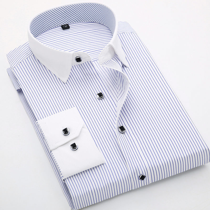 Dress Shirt Non-Iron - Kemeja Berkancing untuk Pria Kemeja Bergaris