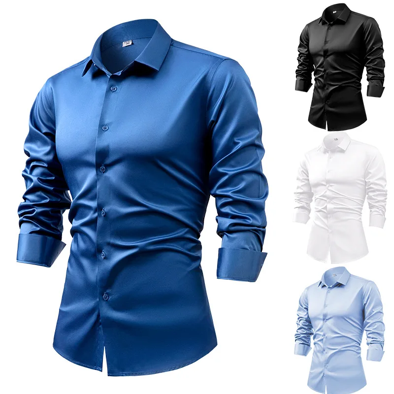 Dress Shirt Non-Iron - Kemeja lengan panjang untuk pria, kemeja