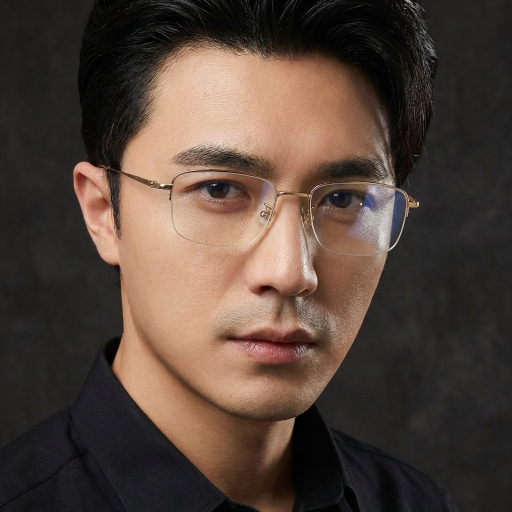 Men'S Fashion Non Prescription Glasses - Kacamata Bisnis Modis Bingkai Kawat Titanium