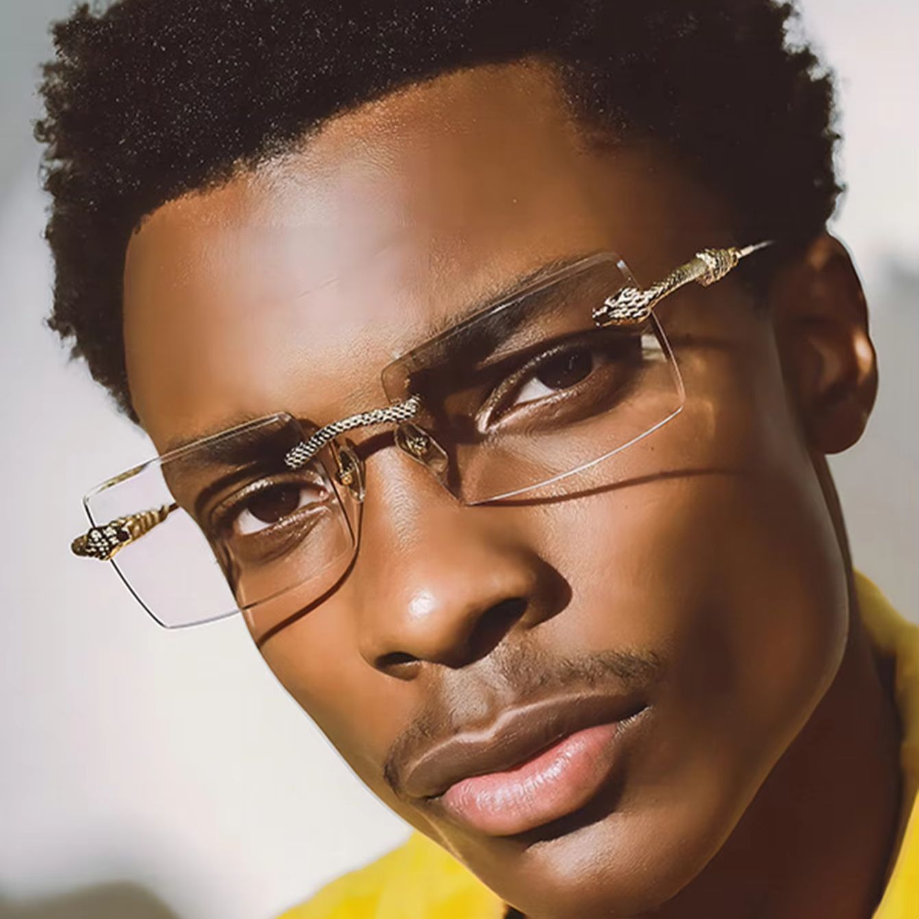 Men'S Fashion Non Prescription Glasses - 1 Pasang Kacamata Pria Tanpa Bingkai