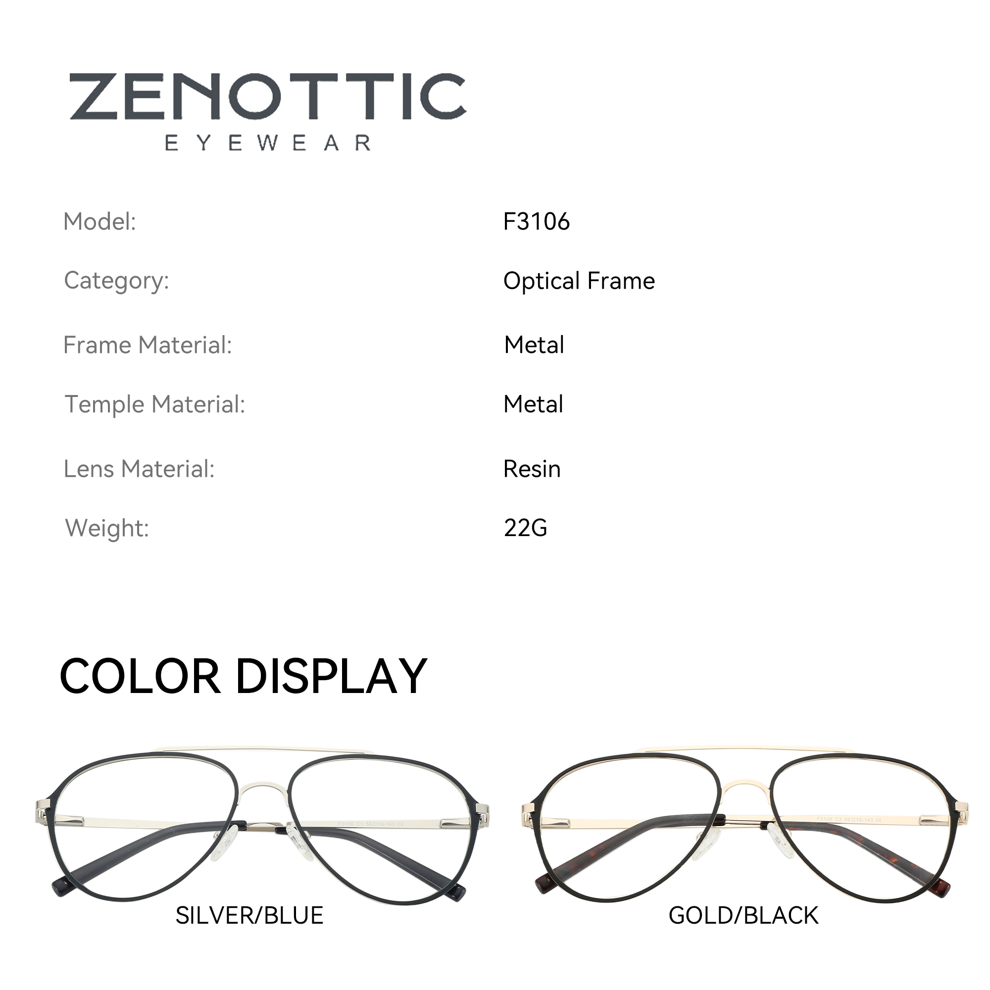 ZENOTTIC kacamata optik Pilot  - Men'S Fashion Non Prescription Glasses ulasan dan harga