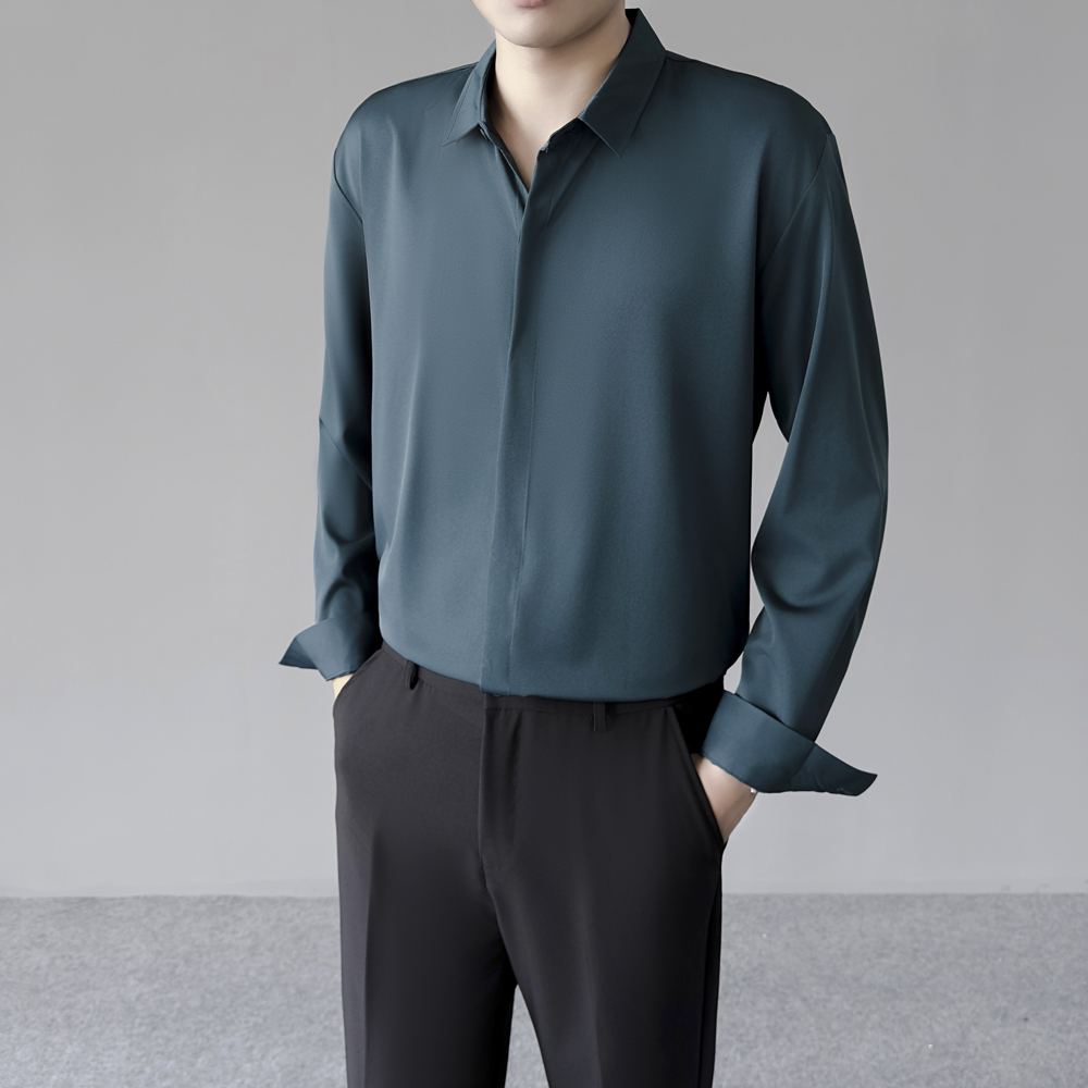 Kemeja Sutra Es Tipis Pria unt - Dress Shirt Non-Iron ulasan dan harga