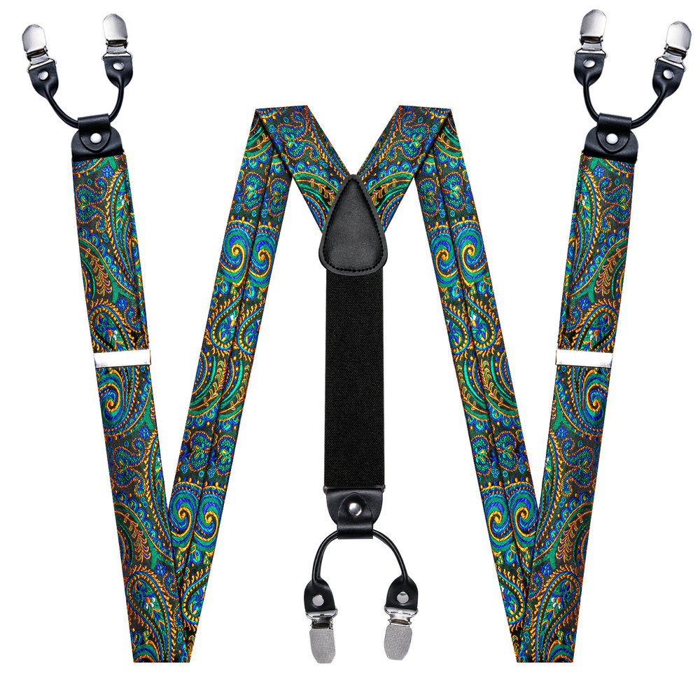 Fashion Paisley sutra hijau pr - Suspenders Clip Men ulasan dan harga