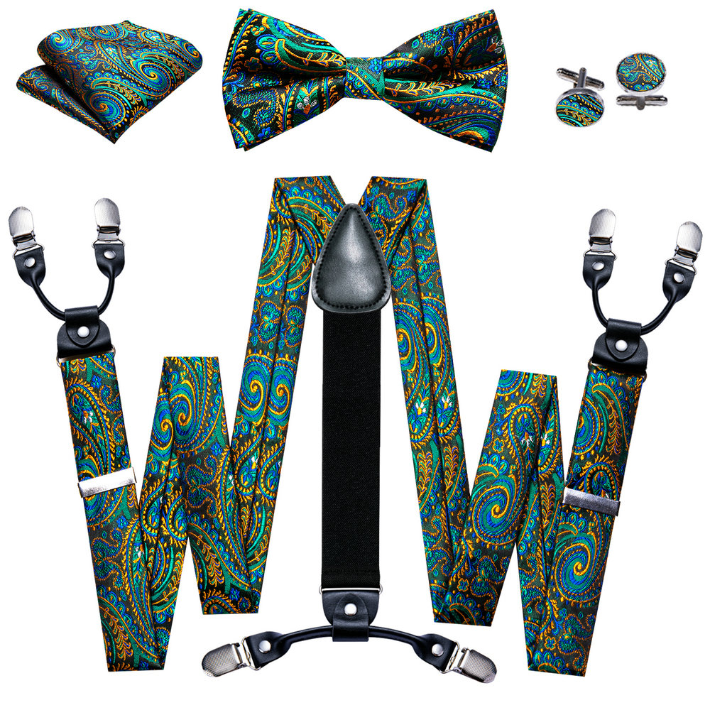 Fashion Paisley sutra hijau pr - Suspenders Clip Men ulasan dan harga