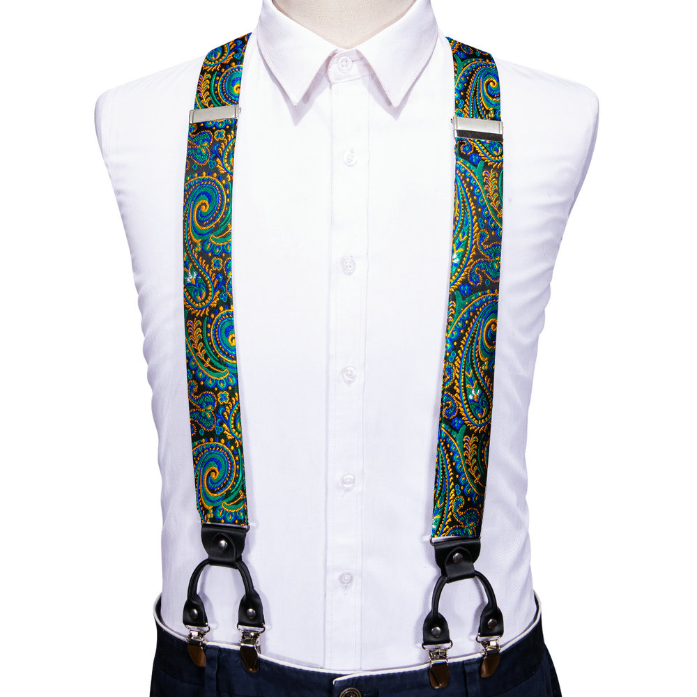 Fashion Paisley sutra hijau pr - Suspenders Clip Men ulasan dan harga